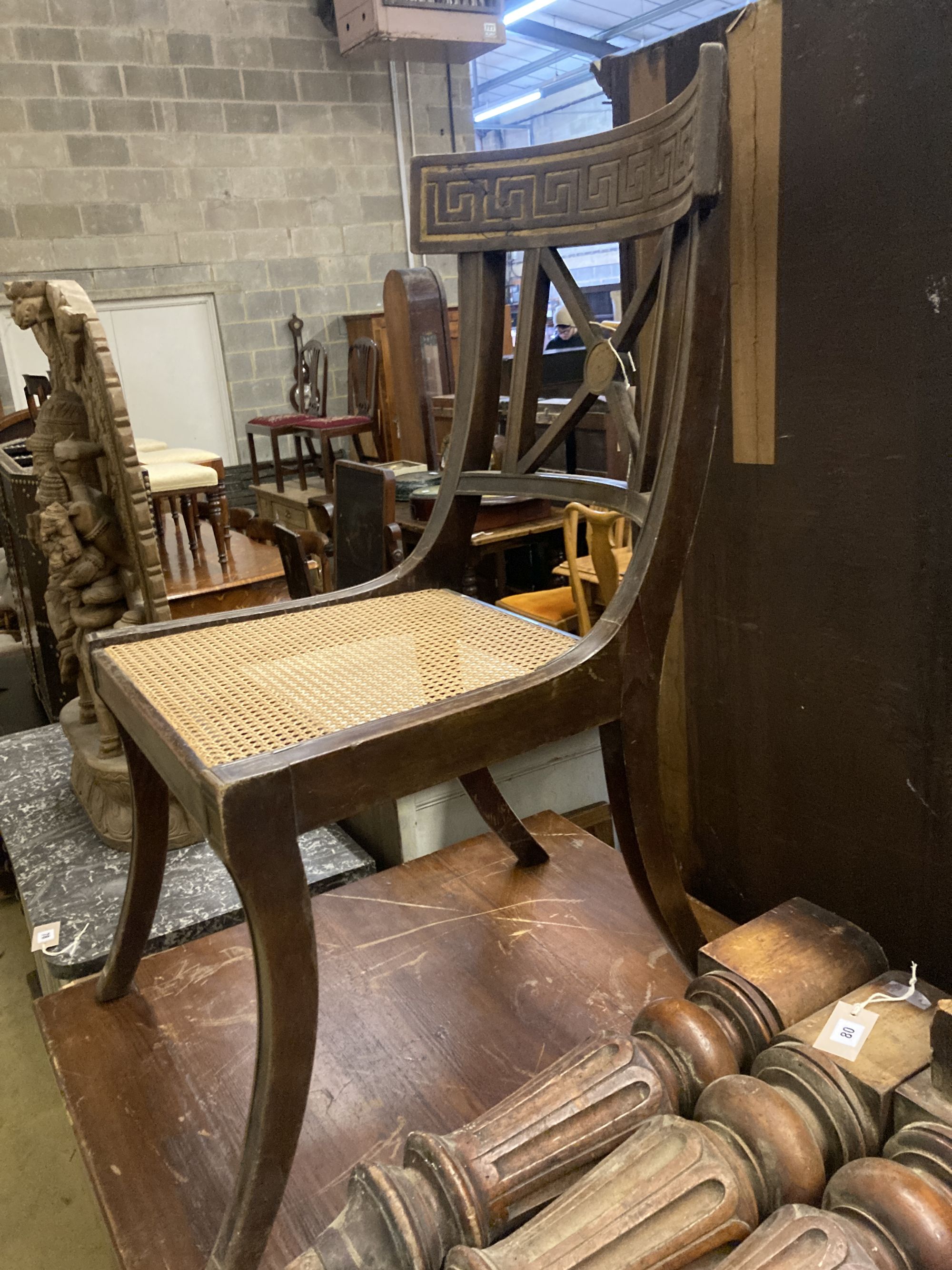 A Regency parcel gilt cane seat dining chair